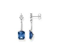Thomas Sabo Womens 925 Silver & Glass Square Sterling-silver and Sapphire Drop Earrings M/l