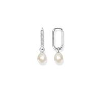 THOMAS SABO Women Hoop earrings links and pearls silver 925 Sterling Silver, Blackened CR689-643-14