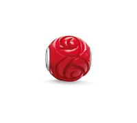 Thomas Sabo Women Men-Bead Red Rose Karma Beads 925 Sterling Silver Dyed Bamboo Coral Red K0038-590-10