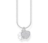 Thomas Sabo 925 Sterling Silver Pave Clover Necklace of Length 38-45cm