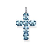 Thomas Sabo Women Pendant Cross Aqua Stones 925 Sterling Silver PE922-059-1