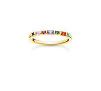 Thomas Sabo Women Ring Colourful Stones, Gold 925 Sterling Silver, 18K Yellow Gold Plating TR2348-488-7