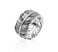 Thomas Sabo Women Ring Feather Pavé 925 Sterling Silver, Blackened TR2159-643-11