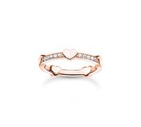 Thomas Sabo Women Ring pavé with Hearts Rose Gold 925 Sterling Silver, 18K Rose Gold Plating TR2391-416-14