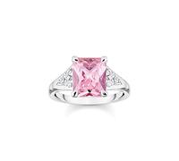 THOMAS SABO Silver & Pink Octagon Cut Cubic Zirconia Cocktail Ring TR362-051-9-52