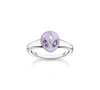Thomas Sabo Women Ring with Alien Head and Violet Stones Silver 925 Sterling Silver, Cold Enamel TR2444-041-13