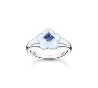 Thomas Sabo Women Ring with Blue Flower Silver 925 Sterling Silver, Cold Enamel TR2433-496-1