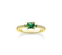 Thomas Sabo Women Ring with Green and White Stones Gold 925 Sterling Silver, 18K Yellow Gold Plating TR2402-971-6