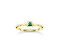 Thomas Sabo Women Ring with Green Stone Gold 925 Sterling Silver, 18K Yellow Gold Plating TR2395-472-6