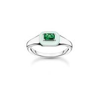 Thomas Sabo Women Ring with Green Stone Silver 925 Sterling Silver, Cold Enamel TR2434-496-6