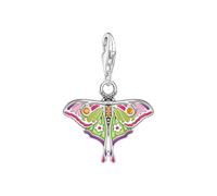 Thomas Sabo Women Silver Charm pednant in Colourful Moth Design Recycled 925 Silver, Blackened, Cold Enamel 2209-691-7