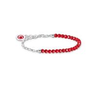 Thomas Sabo Womens Simulated Coral Charm Club 925 Sterling-silver and Enamel Link Bracelet M/l