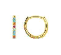 Yellow Gold Multicolour Small Hoop Single Earring 13.5mm CR659-488-7