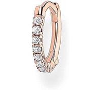 Thomas Sabo Ladies Single Hoop Earrings White Stones Rose Gold 925 Sterling Silver Clip Closure