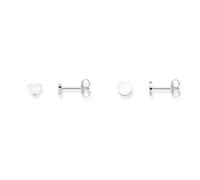 Thomas Sabo Women Stud Earrings Heart 925 Sterling Silver H1970-001-12 & Women Stud Earrings Coin 925 Sterling Silver H1969-001-12