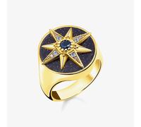 Thomas Sabo 18Ct Yellow Gold Plated Star Signet Ring Tr2367-963-54 Gold One Size