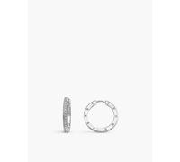 Thomas Sabo Womens 925 Silver & Cz Logo-engraved Sterling-silver and Zirconia Hoop Earrings M