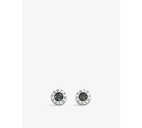 Thomas Sabo Womens Black Logo-engraved Sterling-silver and Zirconia Stud Earrings