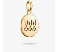 Thomas Sabo Charm pendant angel number 222 with stones Connect gold-plated 18-carat Gold-plating, Recycled 925 Silver