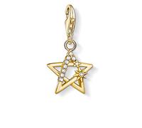 THOMAS SABO Women's Charm Pendant Star with Stones Charm Club 925 Sterling Silver, 2,4 x 1,3 cm, Sterling Silver, Not Applicable