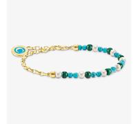 Thomas Sabo Charm Club Charmista Charmista Multicoloured Gold Plated Simulated Malachite Bracelet - Size 17 cm - Sterling Silver / Gold Plated / Simulated Malachite