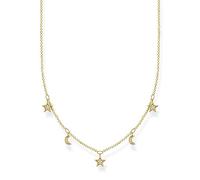 Thomas Sabo Womens White Magic Stars Moon and Gold-plated Sterling Silver Cubic Zironia Necklace
