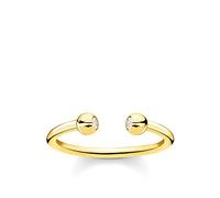 THOMAS SABO Women's Ring 925 Sterling Silver 750 Yellow Gold Plated, 54 cm, Precious metal, Cubic Zirconia