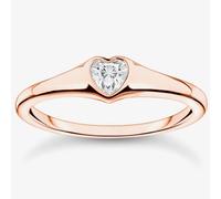 THOMAS SABO Women's Rose Gold Plated Bezel Set Heart Ring TR2390-416-14-50