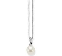 THOMAS SABO Women's Silver Freshwater Pearl Zirconia Adjustable Necklace of Length 38-42cm SCKE150060