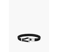 Thomas Sabo Womens Silver & Leather Logo-engraved Sterling-silver and Braided Bracelet L