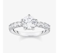 THOMAS SABO Women's Silver Solitaire White Cubic Zirconia Ring TR2440-051-14-56