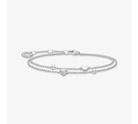 THOMAS SABO Women's Silver Stone Set Heart Double Row Bracelet A2057-051-14-L19V Thomas Sabo Silver One Size