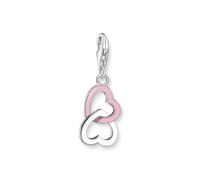 Thomas Sabo Women's Sterling Silver Pink Enamel Double Heart Charm Pendant