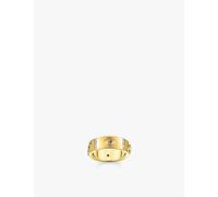Thomas Sabo Womens Thomas Sabo Cosmic 18ct Yellow-Gold Sterling Silver and Zirconia Band Ring Gold-Plated Silver 52mm