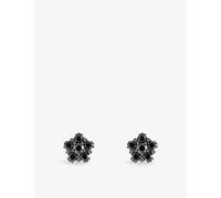 Thomas Sabo Womens Thomas Sabo Flower-Shape 925 Sterling Silver and Cubic Zirconia Stud Earrings Black S/M