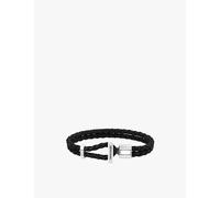 Thomas Sabo Womens Thomas Sabo Logo-Engraved Sterling-Silver and Leather Braided Bracelet Silver & Leather L