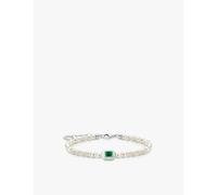 Thomas Sabo Womens Thomas Sabo Octagon 925 Sterling-Silver, Enamel and Pearl Pendant Bracelet Silver Pearl & Cz M/L