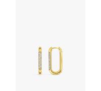 Thomas Sabo Womens Thomas Sabo Oval 18ct Yellow Gold-Plated Sterling-Silver and Zirconia Hoop Earrings Gold-Plated Silver M