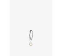 Thomas Sabo Womens Thomas Sabo Pearl-Pendant Sterling-Silver, Zirconia and Freshwater-Pearl Single Hoop Earring White