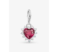 Thomas Sabo Womens Thomas Sabo True Romance Heart Sterling-Silver, Lab-Grown Ruby and Cubic Zirconia Charm Red 1 Size