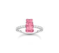 THOMAS SABO x HARIBO - Pink Gold Bear Ring - Silver Ring with Cubic Zirconia - Recycled Silver - Playful Y2K Jewellery, Standard, Sterling Silver, Cubic Zirconia