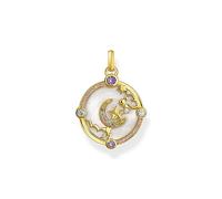 THOMAS SABO Yellow-gold plated pendant with crescent moon and various stones 18k Yellow Gold Plating, Cold Enamel, 925 Sterling Silver