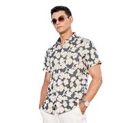 Thomas Scott Mens | Full Surface Print | Gaped Neck | 100% Cotton | Short Sleeves | Men's Shirts (Large Size), Grey, XXXXXL