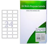 Thomas Stoners A4 Self Adhesive Address Labels 24 Labels per Sheet - 100 Sheets (63.5mm x 33.9) - Personalised White Return Postage, Mailing & Name Stickers - Printed Address Labels for parcels