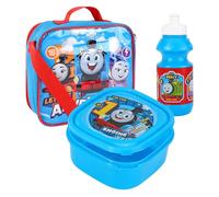 Thomas The Tank Engine 3-Piece Lunch Set, Insulated Bag with Water Bottle and Food Container, Blue