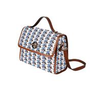 (Thomas the Tank Engine (Original)_8282) Canvas Crossbody Handbag with Lock Top All Over Print Retro Messenger Bag for Women, Girl Brown Trim & Adjustable Shoulder Strap Waterproof 10.8"L