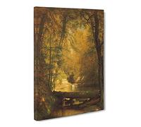 Thomas Worthington Whittredge The Trout Pool Classic Painting Canvas Wall Art Print Ready to Hang, Framed Picture for Living Room Bedroom Home Office Décor, 30x20 Inch (76x50 cm)