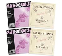 Thomastik-Infeld Spirocore Tungsten and Larsen Cello Set - Cello Strings 4/4 Full Set - Larsen A and D - Spirocore Tungsten Wound G and Single C String - Made in Vienna - Solo