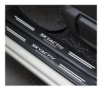 THOMIX 4 Pcs Car Door Sill Protector Stickers for Mazda skyactiv 2 3 5 6 8 cx3 cx4 cx5 cx7 cx8 cx9 cx30 mx5, Carbon Fiber Non-Slip Anti-Scratch Threshold Guard Kick Plates Car Trim Accessories