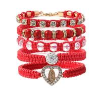 ThomJeley Bohemian Beaded Virgin Mary San Judas Bracelet Set, Boho Crystal Jewelry Birthday Gifts for Women Girls Teens, Common, Polyester, crystal